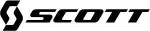 Un logo noir, composé d’un « S » stylisé et du nom « SCOTT », s’affiche sur fond blanc.